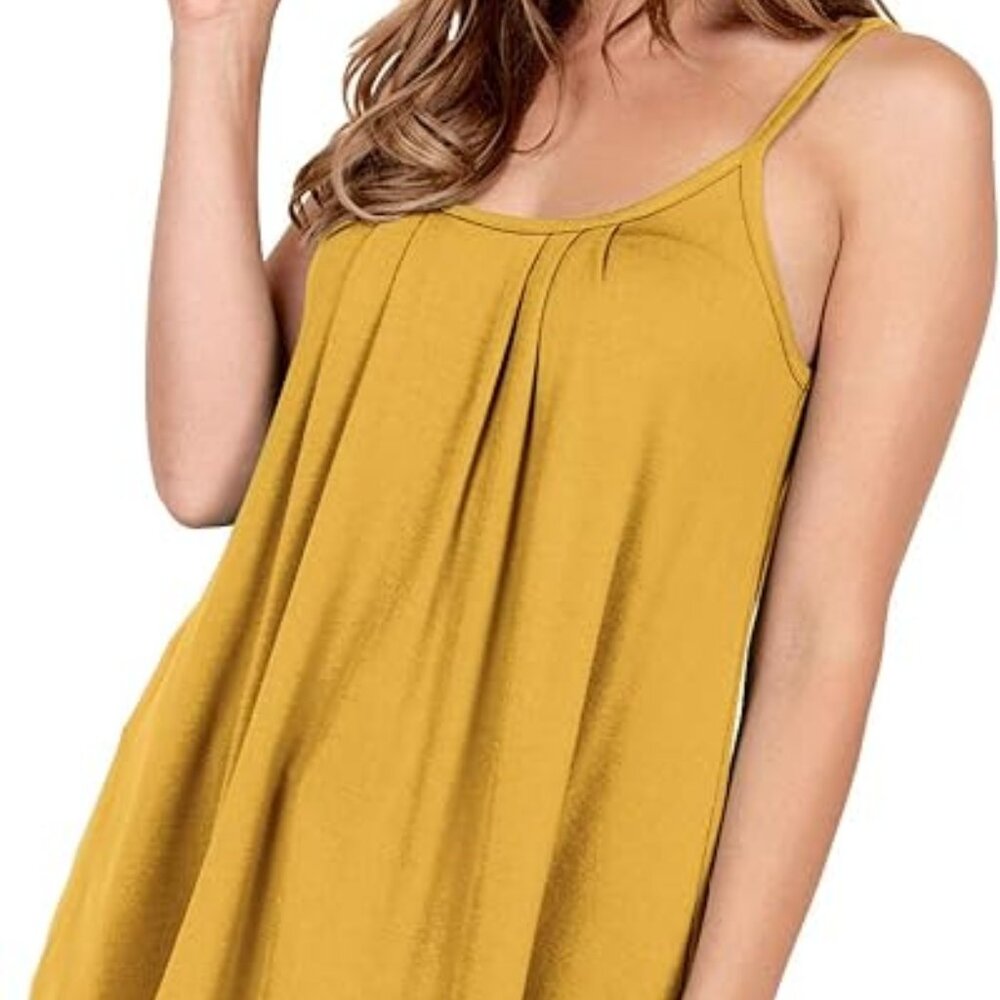 SHOP DORDOR Women's Casual Sleeveless Pleated Cami Tank Tops